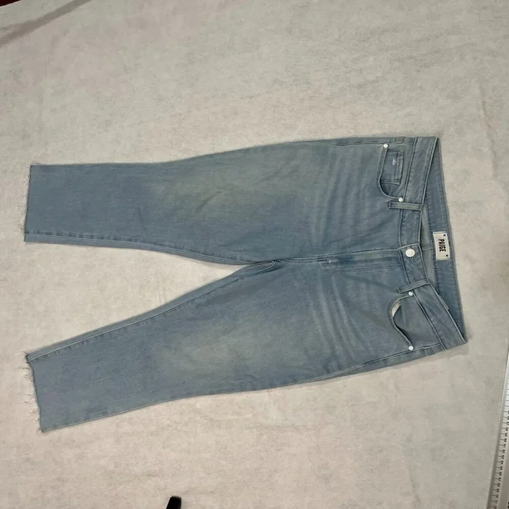 PAIGE Cindy High-Rise Straight-Leg Jeans Macaron Distressed Wash Size 32 - Picture 10 of 15